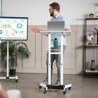 White Mobile 24  Height Adjustable Rolling Podium  Lectern  Laptop Workstation