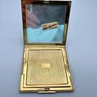 Vintage Elgin Gold Tone Compact Makeup Case Pocket Mirror Etched Mother Of Pearl