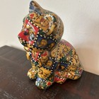 Vintage Decoupage Colorful Patchwork Dog   Cat 7    Figurine