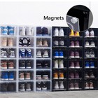 Xl Magnetic Shoe Storage Boxes Anti-toppling Sneaker Display Case With Clips