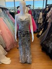 Montage 120911 Grey Black Floral Lace Strapless Mermaid Evening Gown Size 18