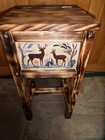 Deer Rustic Endtable  Side Table Nightstand Solid Wood  Handmade Handpainted