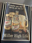 Vintage Miller Beer Advertising Calendar Bar Sign Plastic As Is