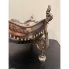 Vintage Ornate Silver Plate Footed Centerpiece Bowl Pierced Scalloped Swan Legs