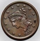 1839 Braided Hair Large Cent  n-8  - Head Of 1840  Us 1c Copper Coin