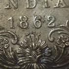 Rare British India Victoria Silver Rupee 1862 Rare 0 6 Dots High Grade Sa96
