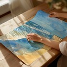 Serene Beach Scene Wall Art Poster - Ocean Watercolor Print Home Decor