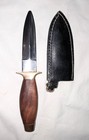 Vtg Dagger Fixed Blade Boot Knife Sheath Wood Brass Stainless Extremely Sharp