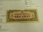 1942 Netherlands Indies 1 Cent Ww2 Note Japanese Government Banknote Torn