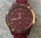 Michael Kors Parker Red Gold Dial Chronograph 2 Tone Bracelet Women s Watch 6954