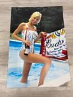 Vintage 90s Budweiser Bud Light Beer Sexy Girl Swimsuit Pool Promo Store Poster