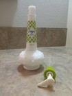 Vintage Jergen s Lotion Bottle Milk Glass Hobnail Green   Blue Logo Pump Style