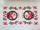 Vintage Mcm Parisian Christmas Linen Kitchen Tea Towel Noel Santa Ornaments Nwot