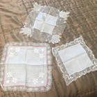 Lot 8   Antique All White  lavish Lace Linen Wedding Hankies  Buy-it-now
