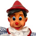 Vintage Pinocchio Hand Painted Puppet Walt Disney Red Hat Plastic Head   Hands