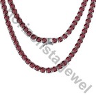 22  Tennis 5 Mm Necklace 55 Ct Round Cut  Red Garnet 14k White Gold Over
