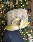 Vintage Donna Vinci Couture Hat Banana  Heavy Pearl  Rhinestone Detail  With Box