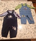 2 Vintage Buster Brown Corduroy And Denim  Pant Overalls Infant Size 12 Months