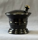Black Amethyst Glass Mortar Pestle Powder Jar Vtg Vanity Trinket Antique Jv Co