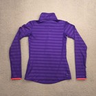 Nike Pro Hyperwarm Dri Fit 1 2 Zip Pullover Womens S Purple Striped Long Sleeve