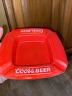 34 Vtg Coors Beer Square Ashtray Cigarette Tray Red Plastic 5 3  Brookpark New