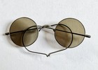 Vtg Antique Willson Wire Rim Eyeglasses Round Tinted Lens Sunglasses Steampunk