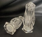 Vintage Set Large 4  Ribbed Glass Salt And Pepper Shakers