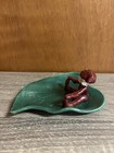 Rare Retro 1950s Vintage Gilner Pixie Elf Tray Red Maroon Pixie On Green Leaf