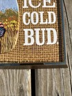 Vtg Budweiser Beer Advertising Sign Hunter     ice Cold Bud    Hunting Bar Mancave