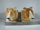 Vintage Pair Of Porcelain Collie Dog Planters