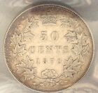 1870 Canada 50 Cents Silver Coin Lcw Victoria Iccs Vf-30