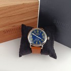 Shinola Runwell 41mm Men   s Quartz Watch Blue Dial Leather Strap Stainless Steel