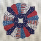 Vtg cranston blues reds  dresden Plate Quilt Pattern  cotton Fabric  13 x12 5 