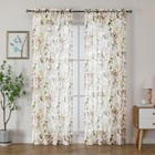 Crushed Sheer Curtains 84 Inches Long 2 Panels Set Floral Printed Drapes
