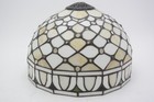 Vintage Tiffany Style Jeweled Stained Glass Lamp Shade Cream Green 11  Dome