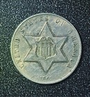 1861 Three Cent Silver Piece Trime 3c Type 3 Civil War Date Us Coin  