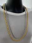 Pair Of 30   inch Men s 6mm Gold silver Plated Twisted Rope Necklace Strong Choker