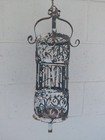 Vintage Wrought Iron Scrolled Hanging Bird Cage Planter Gothic Style 18  Antique