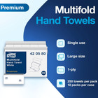 Tork Premium Multifold Hand Paper Towels  For H2  White  420580  - Case Of 3 000