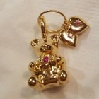 New Hearts Teddy Bear Gold Pink Charm No Bracelet Fits European Lot Pr3822-11
