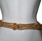 Vintage Macrame Belt Wood Bead Boho Festival 70s Hippie Tie Waist 71   