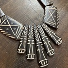 Vintage Style African Tribal Necklace Hand Carved Ebony Wood Jewelry