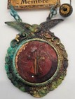 Antique Celluloid Whitehead   Hoag Fraternal Handshake Pin Foe Member Eagle