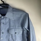 Vtg Us Navy Mens L Stenciled Utility Work Chambray Type 3 Iii Shirt Blue Flaw