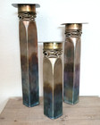 1990s Thomas Roy Markusen Modern Brutalist Copper Candle Holders Set Of 3 Signed