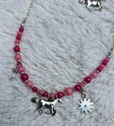 Kids Jewelry Bracelet   Necklace Set Pink Sliver Tone Horse Lead Nickel Free
