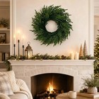 24 In Full Green Christmas Wreath Lush Faux Cedar Evergreen Tips Front Door
