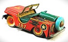 Vintage Colorful 1950 s Tin Toy Jeep - Friction Motor Made In Japan