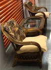 Vintage Bamboo Rattan Chair With Table Set Coastal Mid Cenntury Modern