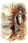 Vintage West Point Soldier Victorian Lady Hudson N y  Jewett s Heater Trade Card